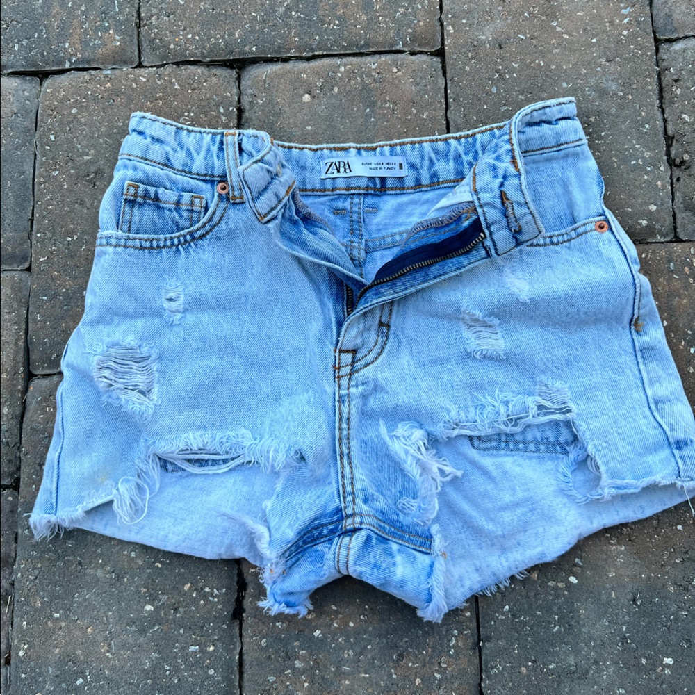 Zara High Rise Denim Shorts